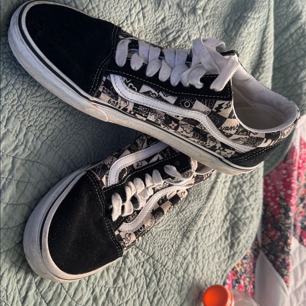 Vans Black and White Graphic Sneakers